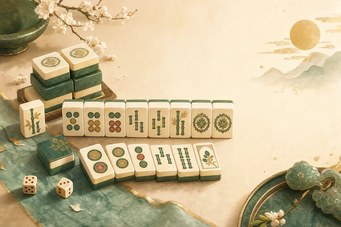 Mahjong winning hand with tiles