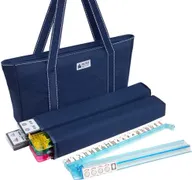 Metro Mah Jongg American Mahjong Set with 166 white engraved tiles and blue canvas bag